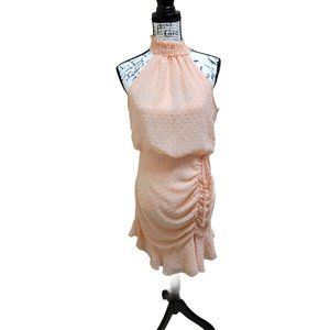 NWOT All Stars Peach Swiss Dot Halter Dress, Size M